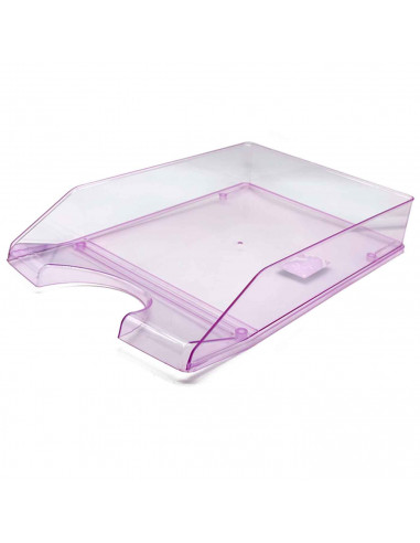 Tradineur - Pack de 3 bandejas de oficina translúcidas - Fabricado en plástico - Para oficinas, trabajo, estudio, habitación, ho