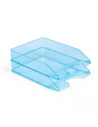 Tradineur - Pack de 3 bandejas de oficina translúcidas - Fabricado en plástico - Para oficinas, trabajo, estudio, habitación, ho