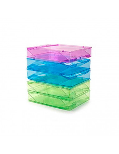 Tradineur - Pack de 3 bandejas de oficina translúcidas - Fabricado en plástico - Para oficinas, trabajo, estudio, habitación, ho
