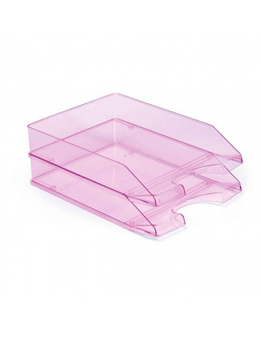 Tradineur - Pack de 3 bandejas de oficina translúcidas - Fabricado en plástico - Para oficinas, trabajo, estudio, habitación, ho