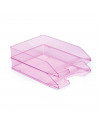 Tradineur - Pack de 3 bandejas de oficina translúcidas - Fabricado en plástico - Para oficinas, trabajo, estudio, habitación, ho