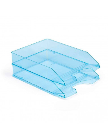 Tradineur - Pack de 3 bandejas de oficina translúcidas - Fabricado en plástico - Para oficinas, trabajo, estudio, habitación, ho