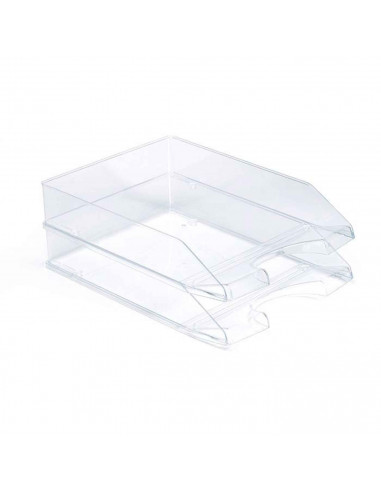 Tradineur - Pack de 3 bandejas de oficina translúcidas - Fabricado en plástico - Para oficinas, trabajo, estudio, habitación, ho