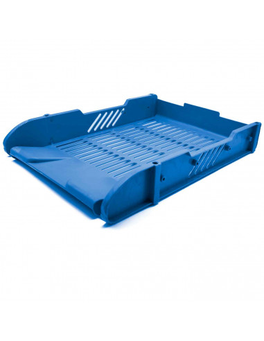 Tradineur - Pack de 3 bandejas de oficina apilable - Organizador de documentos tamaño estandar, revistas, folletos, sobremesa, e