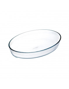 Tradineur - Fuente para horno ovalada - Fabricado en Vidrio - Apto para horno, microondas, congelador y lavavajillas - 2,4 Litro