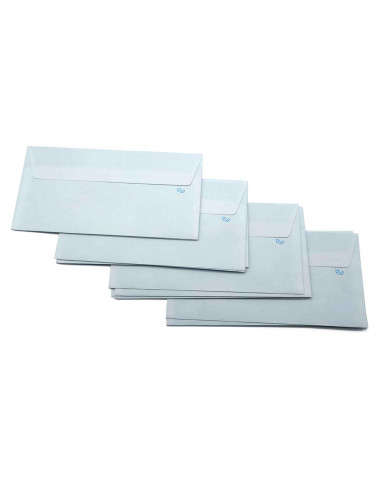Tradineur - Pack de 80 sobres tipo carta, de color blanco. Medidas de 11 x 22 cm con cierre desilicona autoadhesiva. 3 x 20 mini