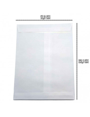 Tradineur - Pack de 40 sobres tamaño medio/grande, de color blanco. Medidas de 17,6 x 23,1 cm con cierre desilicona autoadhesiva