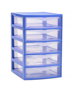 Tradineur - Cajonera guadiana de sobremesa, incluye 5 cajones transparentes, torre de almacenaje, armario, baño, oficina, fabric
