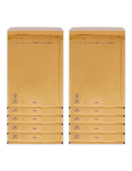 Tradineur - Pack de 10 sobres acorchados de burbujas - Fabricados en papel - Ideal para sus envíos con total seguridad - 27,5 x
