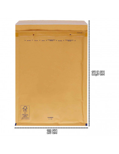 Tradineur - Pack de 10 sobres acorchados de burbujas - Fabricados en papel - Ideal para sus envíos con total seguridad - 27,5 x