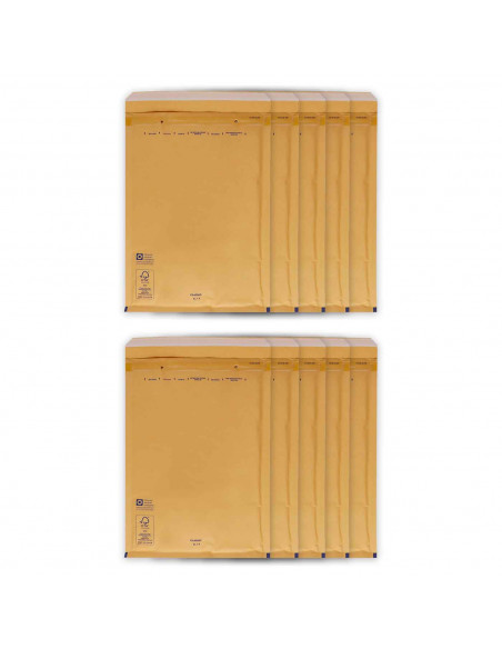 Tradineur - Pack de 10 sobres acorchados de burbujas - N.º 19 - Fabricados en papel - Ideal para sus envíos con total seguridad