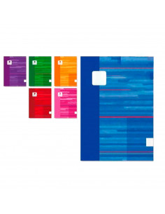 Tradineur - Pack de 6 cuadernos / libretas cuadriculados sin anillas de color surtido con medidas de 22 x 17 cm, ideal para el c