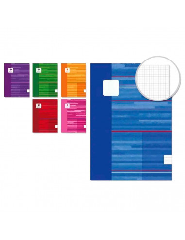 Tradineur - Pack de 6 cuadernos / libretas cuadriculados sin anillas de color surtido con medidas de 22 x 17 cm, ideal para el c