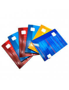 Tradineur - Pack de 6 cuadernos / libretas rayados dobles sin anillas de color surtido con medidas de 21 x 15 cm, ideal para el