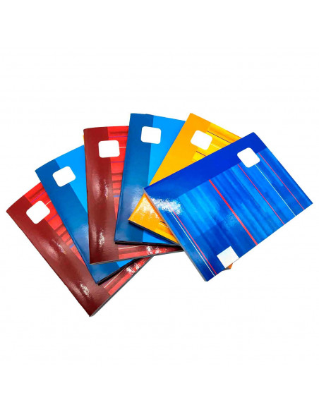 Tradineur - Pack de 6 cuadernos / libretas rayados dobles sin anillas de color surtido con medidas de 21 x 15 cm, ideal para el