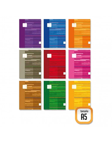 Tradineur - Pack de 6 cuadernos / libretas rayados dobles sin anillas de color surtido con medidas de 21 x 15 cm, ideal para el