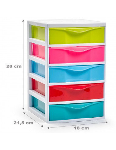 Tradineur - Cajonera guadiana de sobremesa, incluye 5 cajones, torre de almacenaje, armario, baño, oficina, fabricada en España