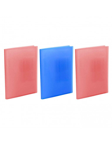 Tradineur - Pack de 3 carpetas de 10 fundas - Encuadernación ordinaria - Tamaño A4 - Fabricado en PVC resistente - 31 x 24 cm -