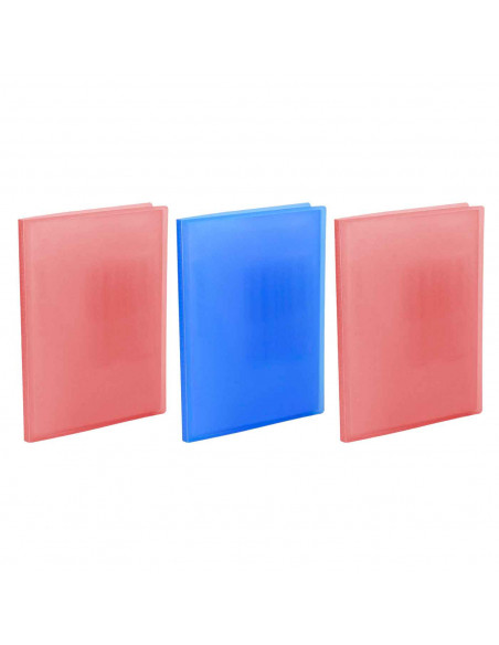 Tradineur - Pack de 3 carpetas de 10 fundas - Encuadernación ordinaria - Tamaño A4 - Fabricado en PVC resistente - 31 x 24 cm -