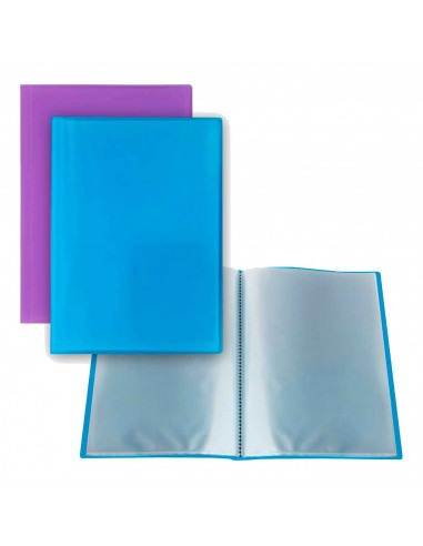 Tradineur - Pack de 3 carpetas de 10 fundas - Encuadernación ordinaria - Tamaño A4 - Fabricado en PVC resistente - 31 x 24 cm -