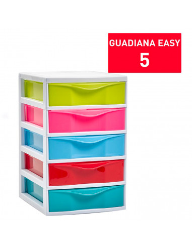 Tradineur - Cajonera guadiana de sobremesa, incluye 5 cajones, torre de almacenaje, armario, baño, oficina, fabricada en España