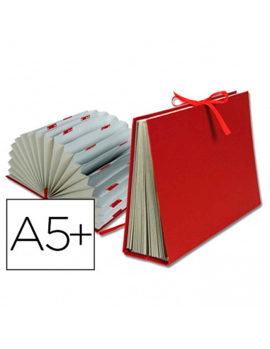 Tradineur - Archivador AZ - Formato A5+ - Fabricado en cartón forrado - Organizador de documentos - 26 x 23 cm - Color Rojo Burd