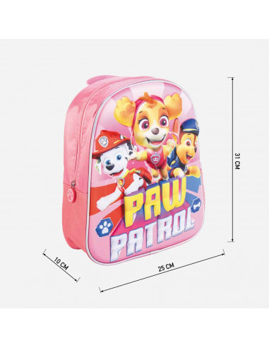 Tradineur - Mochila infantil en 3D con diseño de la Patrulla Canina, ideal para la escuela. Medidas de 25 x 31 x 10 cm para colg