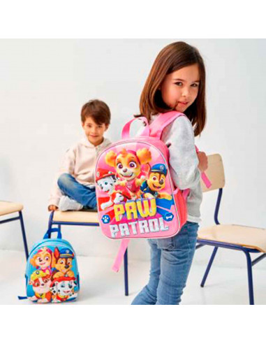 Tradineur - Mochila infantil en 3D con diseño de la Patrulla Canina, ideal para la escuela. Medidas de 25 x 31 x 10 cm para colg