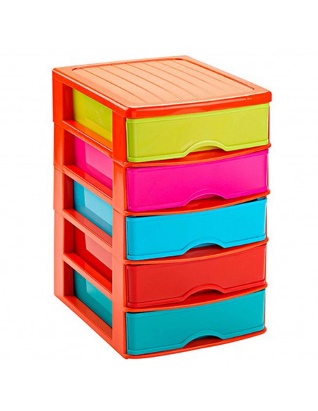 Tradineur - Cajonera de sobremesa guadiana 28,5 x 17,5 x 21,5 cm. Estructura naranja cajones surtido Tradineur - Cajonera de sobremesa guadiana 28,5 x 17,5 x 21,5 cm. Estructura naranja cajones surtido