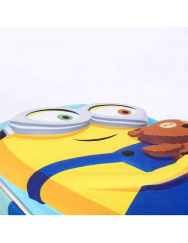 Tradineur- Mochila para niños en 3D con diseño de los Minions, ideal para la escuela. Medidas de 25 x 31 x 10 cm para colgar en