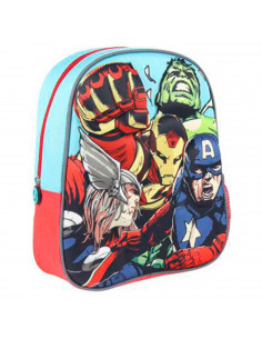 Tradineur -Mochila para niños en 3D con diseño de los Vengadores, ideal para la escuela. Medidas de 25 x 31 x 10 cm para colgar