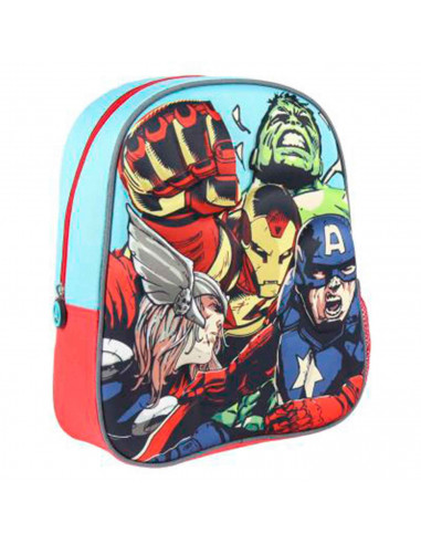 Tradineur -Mochila para niños en 3D con diseño de los Vengadores, ideal para la escuela. Medidas de 25 x 31 x 10 cm para colgar