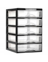 Tradineur - Cajonera guadiana de sobremesa, incluye 5 cajones transparentes, torre de almacenaje, armario, baño, oficina, fabric