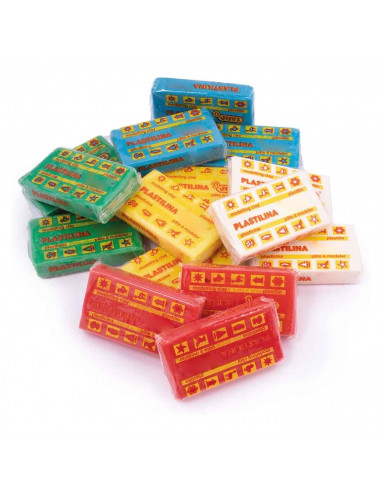 Tradineur - Caja de 24 Plastilinas de colores - 12 colores diferente - Sin gluten - Textura suave y maleable - Sin olor y flexib