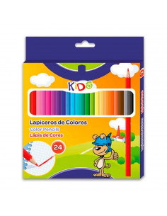 Tradineur - Caja de lápices de colores - 24 Colores llamativos - Fabricación en madera - Forma hexagonal - Ideal para los niños.