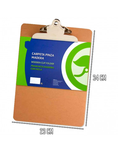 Tradineur - Portafolios con pinzas - Aptos para formatos A4 - Fabricado en madera - Multiusos - Adecuado para oficinas, escuelas