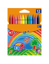 Tradineur - Caja de ceras de colores - 12 Colores llamativos - Fabricación en cera - Forma circular - Ideal para los niños.
