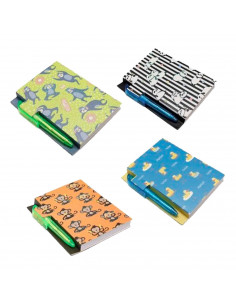 Tradineur - Pack de 4 Mini libreta - Libreta decorada - Hojas en blanco - Incluye bolígrafo - Sin anillas - 11,5 x 9 cm