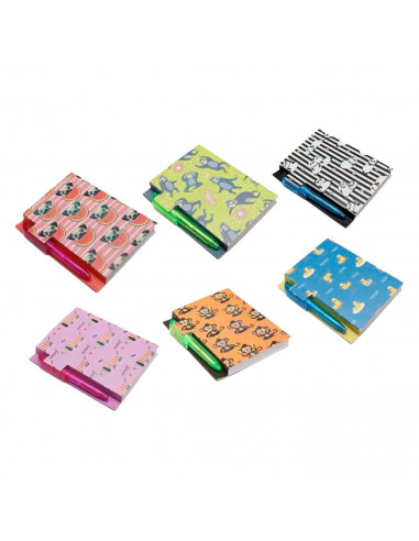 Tradineur - Pack de 4 Mini libreta - Libreta decorada - Hojas en blanco - Incluye bolígrafo - Sin anillas - 11,5 x 9 cm