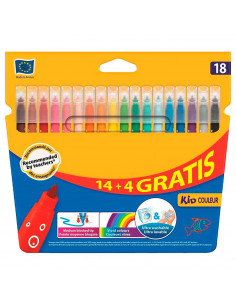 Tradineur - Rotuladores de colores - 18 Colores llamativos - Rotuladores con base de agua - Punta fina y precisa - Limpia fácil