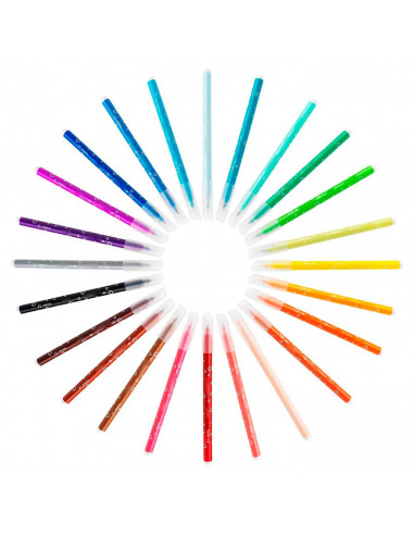 Tradineur - Rotuladores de colores - 18 Colores llamativos - Rotuladores con base de agua - Punta fina y precisa - Limpia fácil