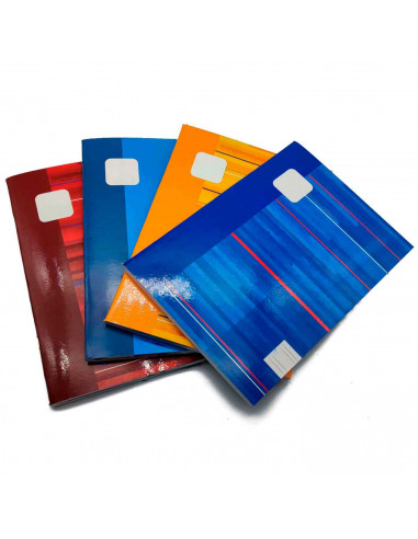 Tradineur - Pack de 4 libretas rayadas dobles - Formato A5 - 48 páginas (90 gr) - Cuaderno grapado - Tapa blanda - 21 x 15 cm -