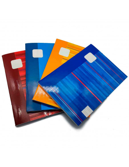 Tradineur - Pack de 4 libretas rayadas dobles - Formato A5 - 48 páginas (90 gr) - Cuaderno grapado - Tapa blanda - 21 x 15 cm -