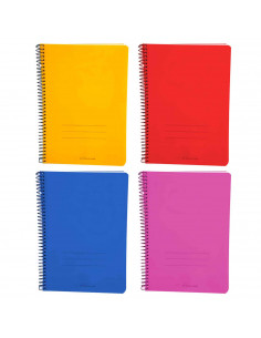 Tradineur - Pack de 4 libretas rayadas - 80 páginas (90 gr) - Encuadernación en espiral - Tapa dura - 21,6 x 15,5 cm - Colores S