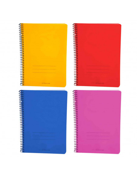 Tradineur - Pack de 4 libretas rayadas - 80 páginas (90 gr) - Encuadernación en espiral - Tapa dura - 21,6 x 15,5 cm - Colores S