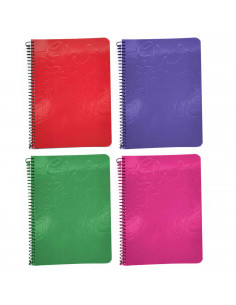 Tradineur - Pack de 4 libretas rayadas - 80 páginas - Cuaderno en espiral - Tapa blanda - 21,5 x 15,6 cm - Colores Surtido