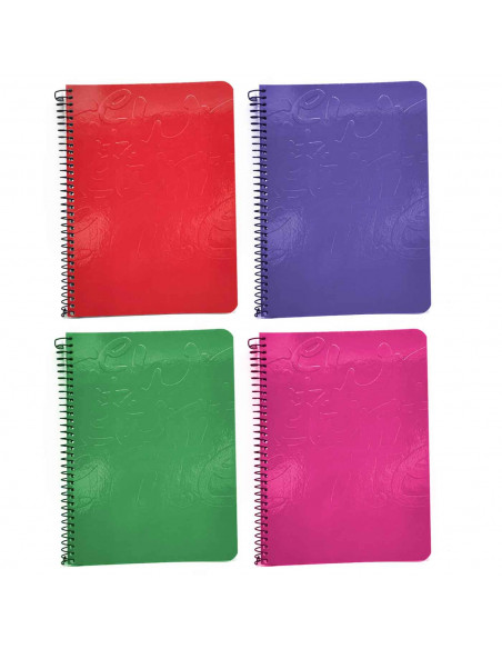 Tradineur - Pack de 4 libretas rayadas - 80 páginas - Cuaderno en espiral - Tapa blanda - 21,5 x 15,6 cm - Colores Surtido