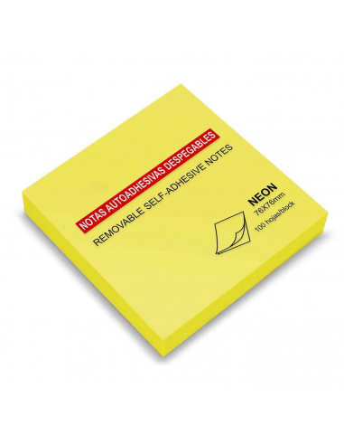 Tradineur - Block de notas autoadhesivas- Contiene 100 hojas - Forma totalmente cuadrada - Color Amarillo