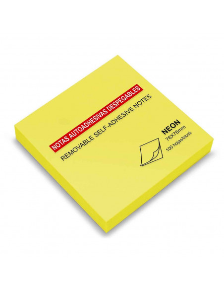 Tradineur - Block de notas autoadhesivas- Contiene 100 hojas - Forma totalmente cuadrada - Color Amarillo