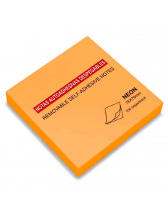 Tradineur - Block de notas autoadhesivas - Contiene 100 hojas - Forma cuadrada - 7,6 x 7,6 cm - Color Naranja